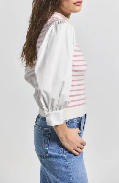 Derek Lam 10 Crosby Tirza Mixed Media Top In Venetian Pink