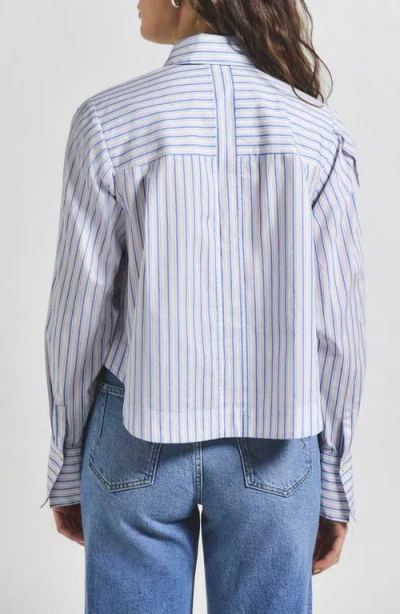 Derek Lam 10 Crosby Estrella Stripe Crop Cotton Button-up Shirt