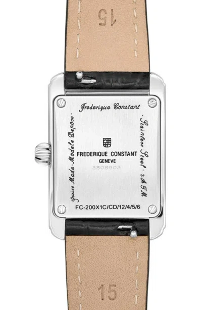 Frederique Constant Women's Swiss Classic Carree Diamond (1/20 Ct. T.w.) Black Leather Strap Watch 23mm