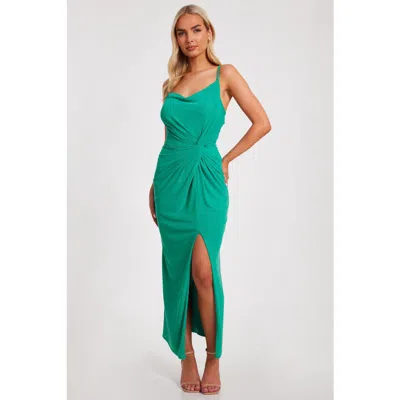 Quiz Mesh Cowl Neck Maxi Dress