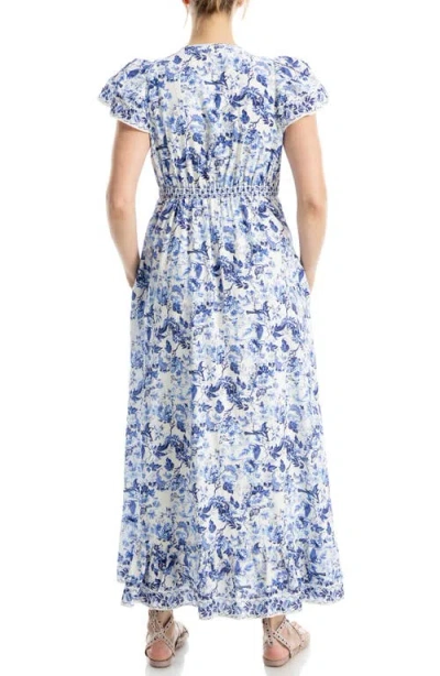 Max Studio Floral Flutter Sleeve Maxi Dress