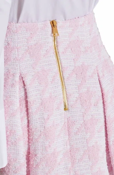 Balmain A-line Pleated Houndstooth Tweed Skirt