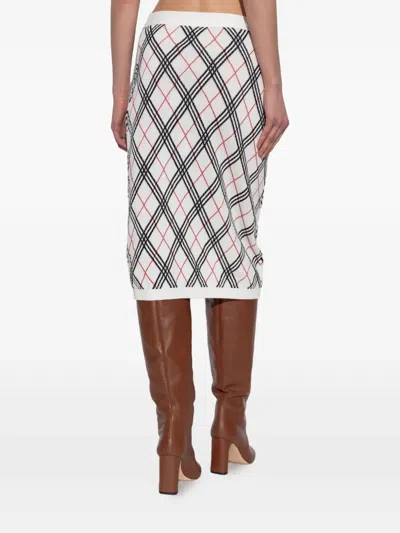 Burberry Ekd Jacquard Checked Knitted Midi Skirt