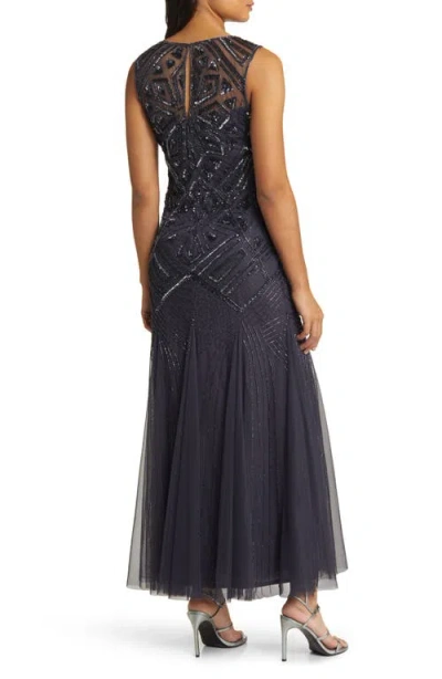Pisarro Nights Geometric Beaded Sleeveless Gown