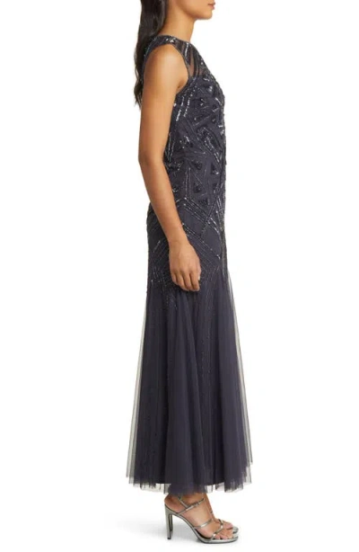 Pisarro Nights Geometric Beaded Sleeveless Gown