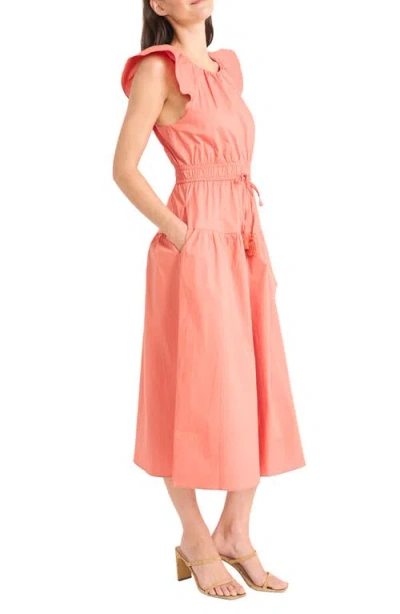 Maggy London Stretch Cotton Tiered Midi Dress