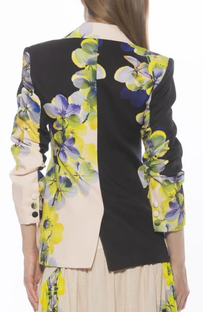 Alexia Admor Ruched Sleeve One-button Blazer In Multi