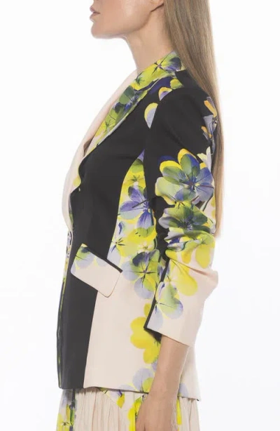 Alexia Admor Ruched Sleeve One-button Blazer In Multi