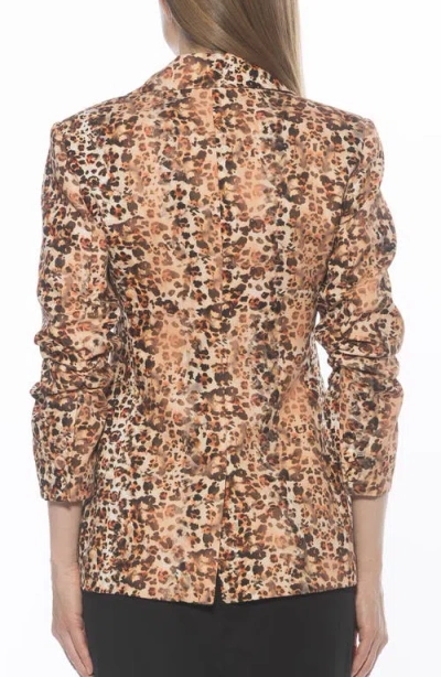 Alexia Admor Ruched Sleeve One-button Blazer In Multi
