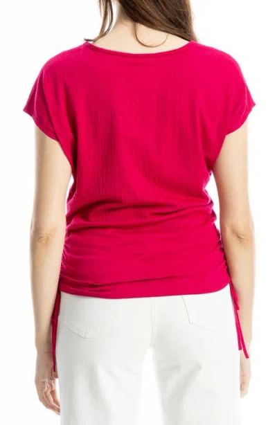 Max Studio Cap Sleeve Ruched Crinkled Knit Top