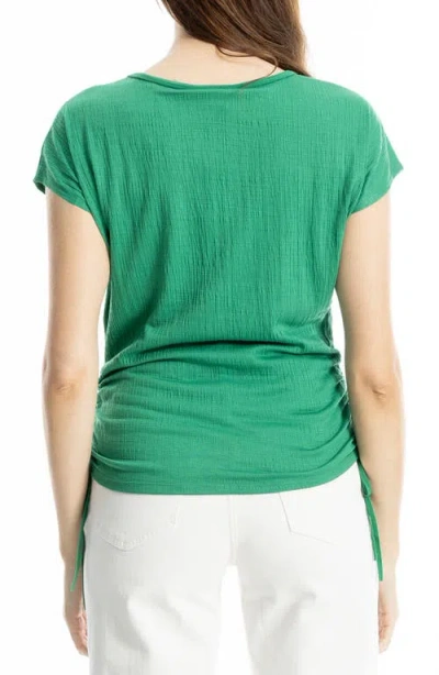 Max Studio Cap Sleeve Ruched Crinkled Knit Top