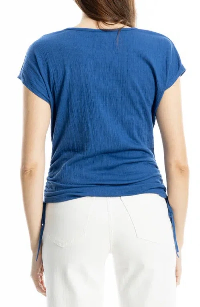 Max Studio Cap Sleeve Ruched Crinkled Knit Top