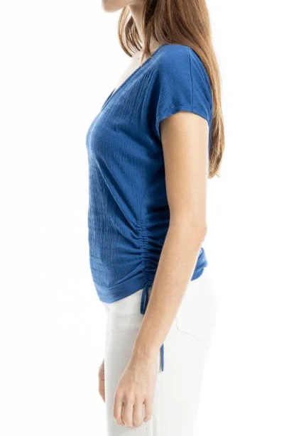 Max Studio Cap Sleeve Ruched Crinkled Knit Top