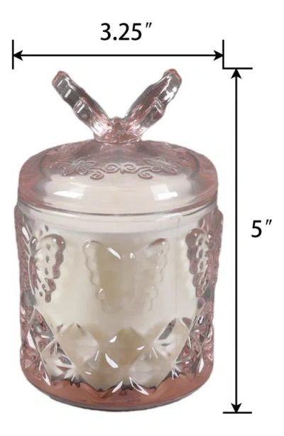 Flora Bunda Butterfly Pink Glass Floral Candle