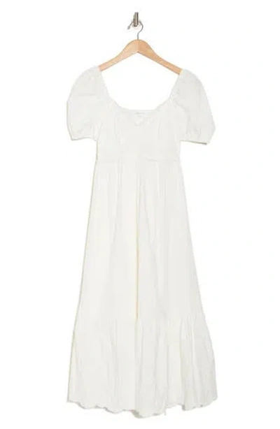 August Sky Puff Sleeve Embroidered Hem Maxi Dress