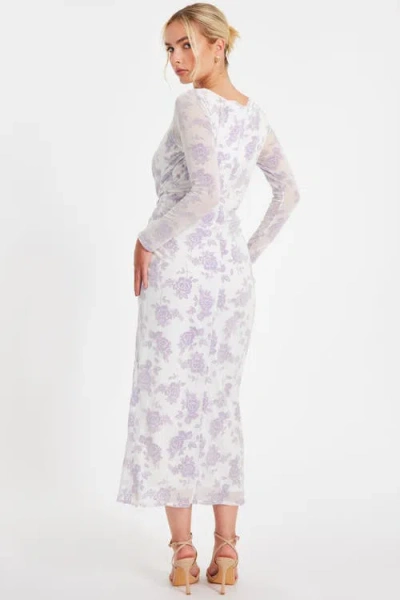 Quiz Flocked Mesh Floral Maxi Dress
