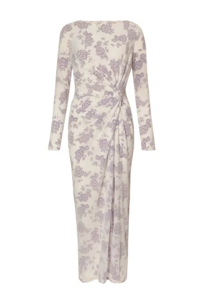 Quiz Flocked Mesh Floral Maxi Dress