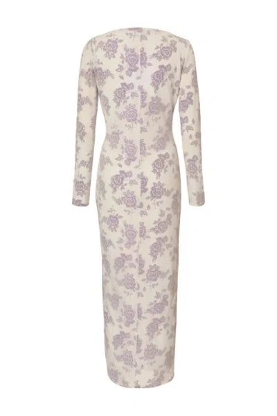 Quiz Flocked Mesh Floral Maxi Dress