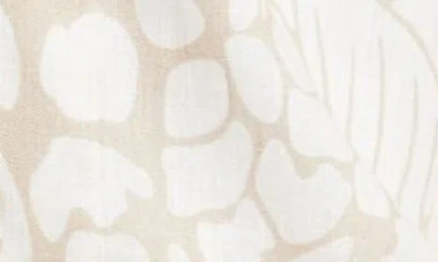 Paisley & Gray Trim Fit Frond Print Linen Blend Camp Shirt