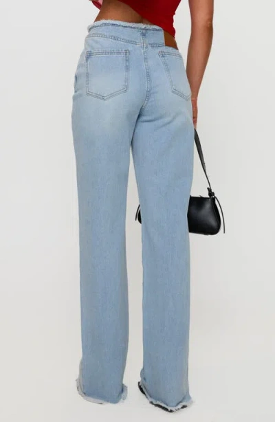 Princess Polly Hawke Frayed Low Rise Straight Leg Jeans