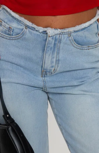 Princess Polly Hawke Frayed Low Rise Straight Leg Jeans