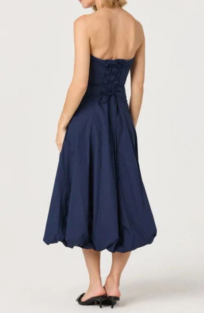 Astr The Label Strapless Bubble Hem Cotton Poplin Midi Dress