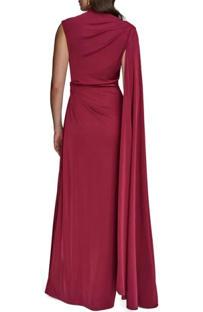 Donna Karan New York Ruched Drape Gown In Burgundy