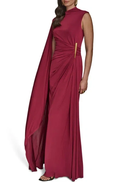 Donna Karan New York Ruched Drape Gown In Burgundy
