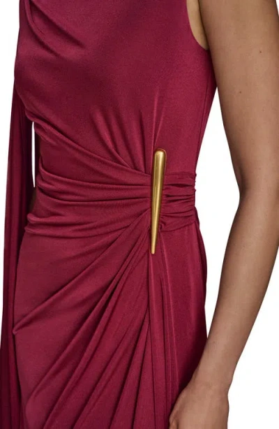 Donna Karan New York Ruched Drape Gown In Burgundy