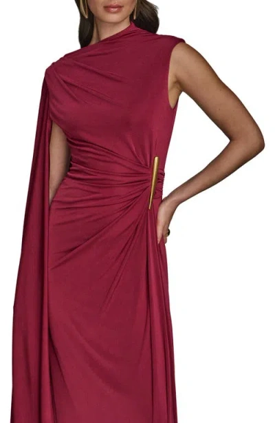 Donna Karan New York Ruched Drape Gown In Burgundy