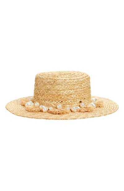 Lele Sadoughi Faux-pearl Pom Straw Hat