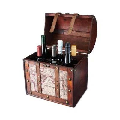 Twine 6 Bottle Old World Wooden Wine Box