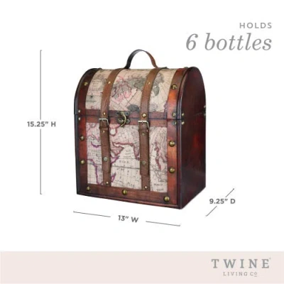Twine 6 Bottle Old World Wooden Wine Box