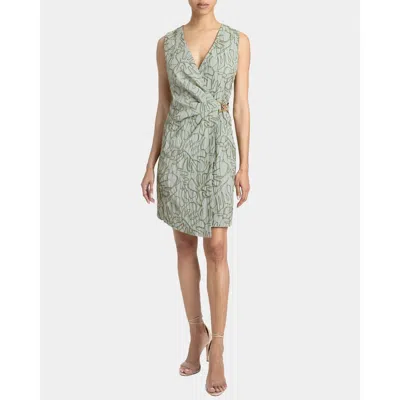 Santorelli Tilly Sleeveless Faux Wrap Shift Dress In Stretch Cotton Cloque