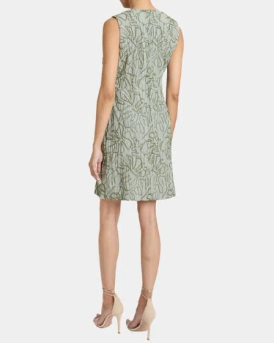 Santorelli Tilly Sleeveless Faux Wrap Shift Dress In Stretch Cotton Cloque