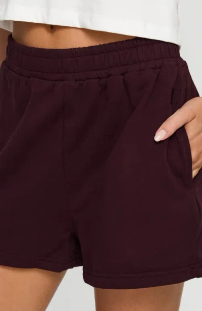 Princess Polly All Day Wine Cotton Sweat Shorts