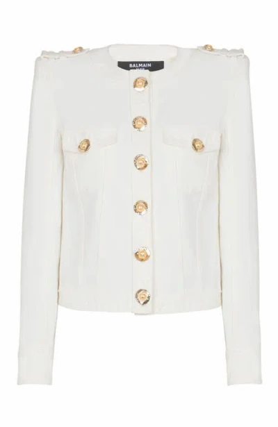 Balmain Cropped Cotton Canvas Jacket
