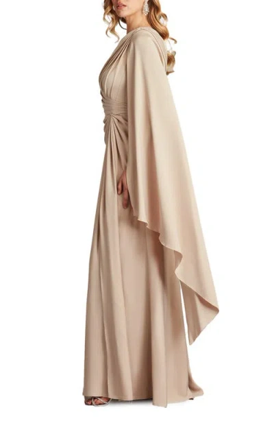 Tadashi Shoji Pleated One-shoulder Cape Gown