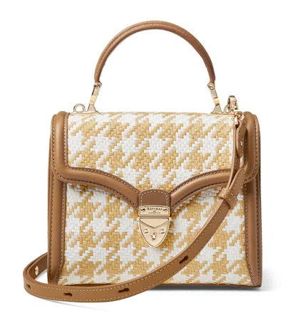 Aspinal Of London Medium Raffia Houndstooth Mayfair Bag