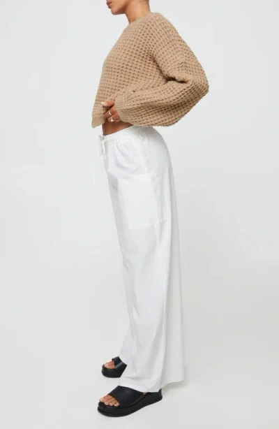 Princess Polly Brunie Pull-on Wide Leg Cotton & Linen Pants