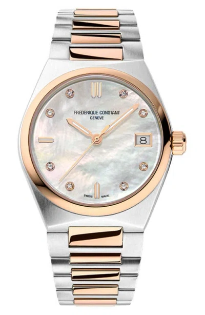 Frederique Constant Women's Swiss Highlife Diamond (0.04 Ct. T.w.) Two-tone Stainless Steel Bracelet Watch 31mm