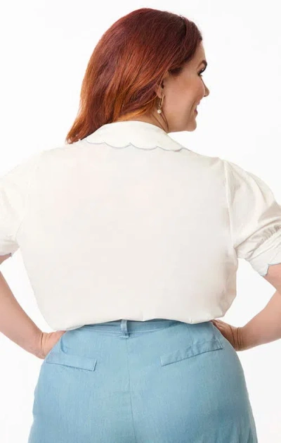 Smak Parlour Plus Size Embriodered Puff Sleeve Top