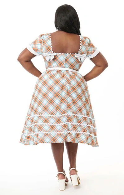 Unique Vintage Plus Size Boatneck Ricrac Swing Dress