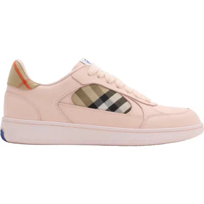 Burberry London Leather And Check Terrace Women S Sneakers In Pink