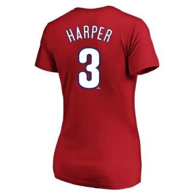Profile Bryce Harper Red Philadelphia Phillies Plus Size Name & Number V-neck T-shirt
