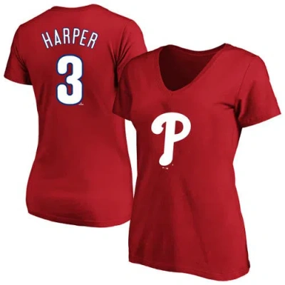 Profile Bryce Harper Red Philadelphia Phillies Plus Size Name & Number V-neck T-shirt