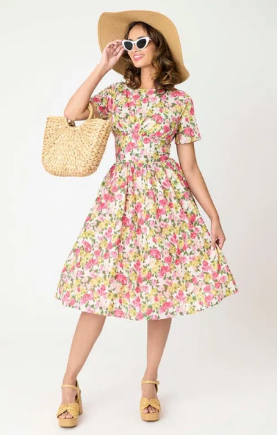 Unique Vintage Smocked Back Swing Dress