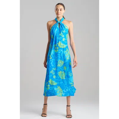 Natori Bloom Halterneck Dress In Blue