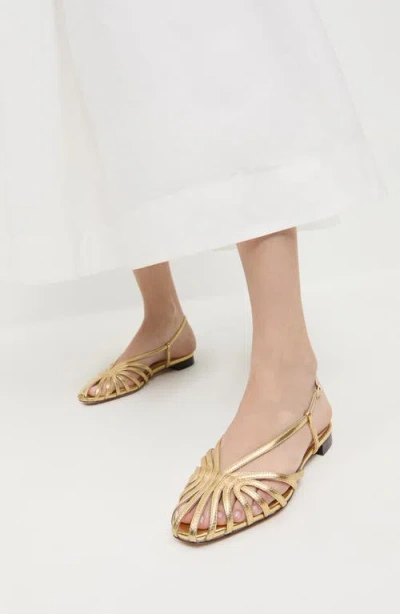 Loeffler Randall Devon Lattice Metallic Leather Slingback Sandals In Gold
