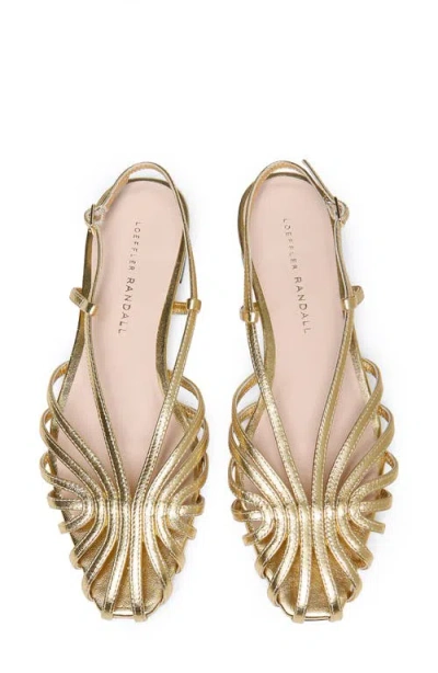 Loeffler Randall Devon Lattice Metallic Leather Slingback Sandals In Gold